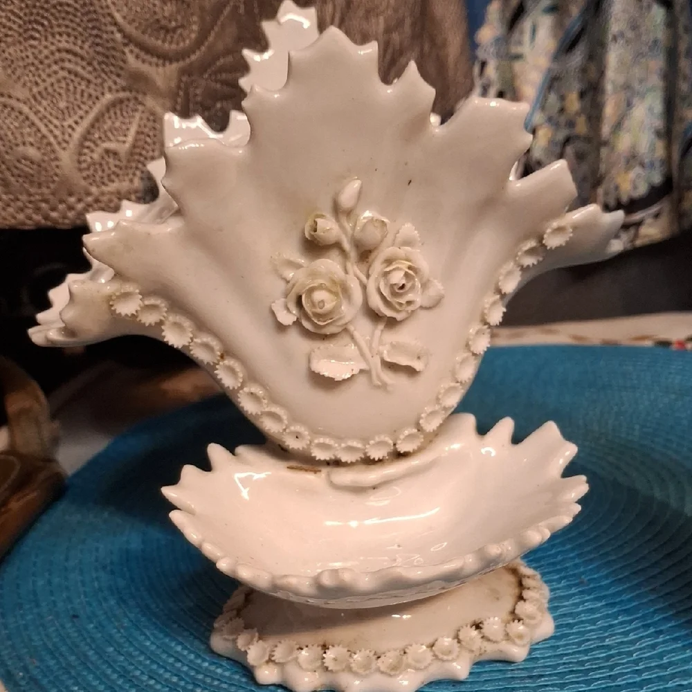 White Ceramic Floral Dish Set
